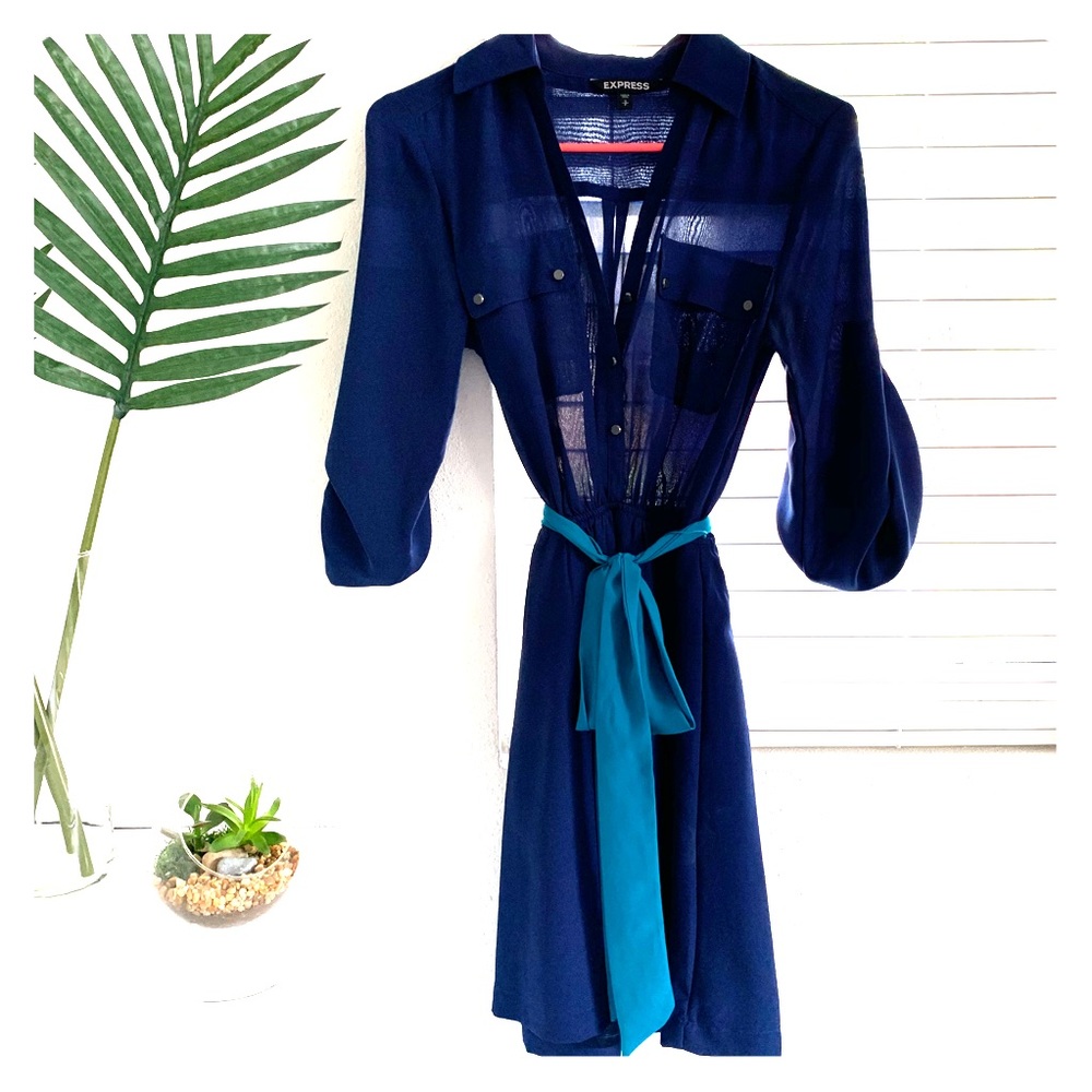 Express Blue Color Block Dress